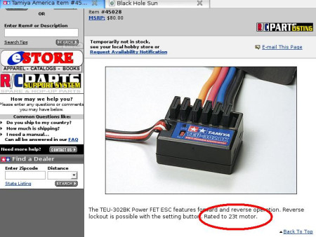 Tamiya TEU-302BK Electronic Speed Controller American Specifications